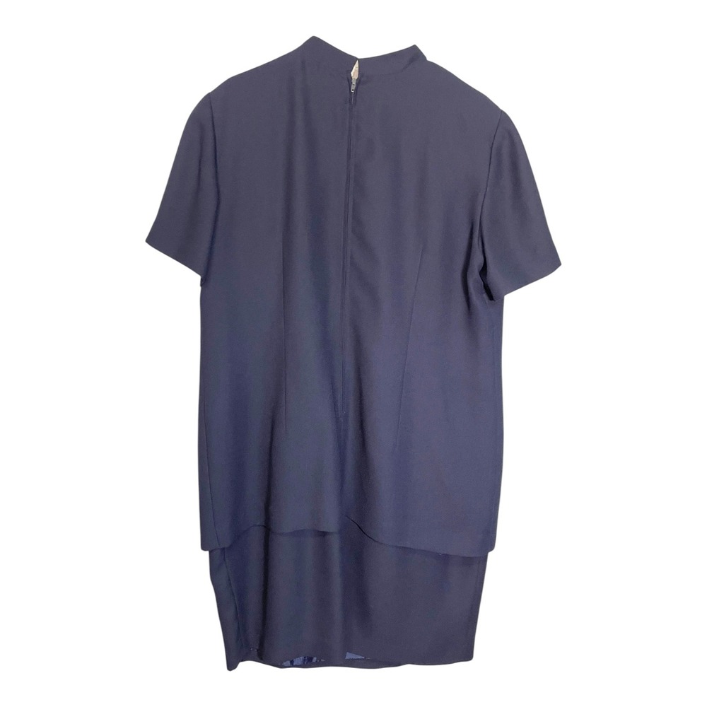 Jessica Howard 18WP Navy Blue Shift Dress Gold Button Mock Neck Vintage